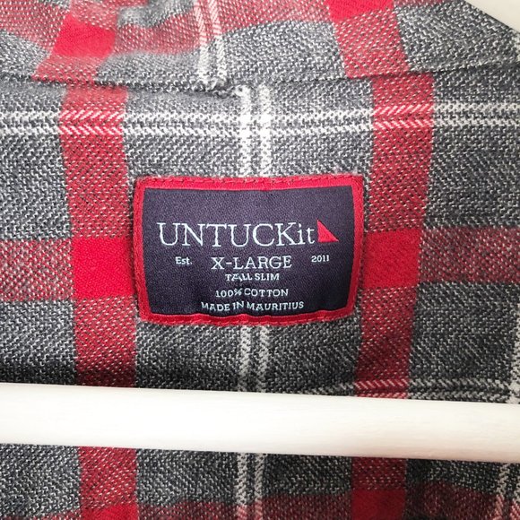Untuckit Plaid Flannel Button Down Shirt - XL Tall Slim - Holiday Christmas Fall - Picture 4 of 10